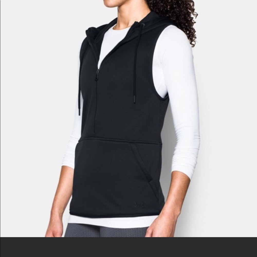 UA Black Storm Armour Fleece Sleeveless Hoodie